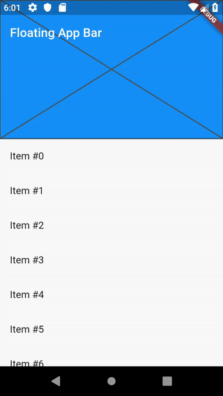 使用浮動應用程式列（floating app bar）示範