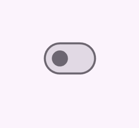 一個 Switch 元件的 GIF,展示其開啟與關閉的切換效果。在關閉狀態時,呈現灰色並帶有深灰色邊框;在開啟狀態時,則為紅色並帶有淺紅色邊框。