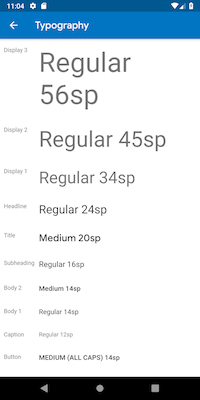 Android 上 Roboto 字型排印比例