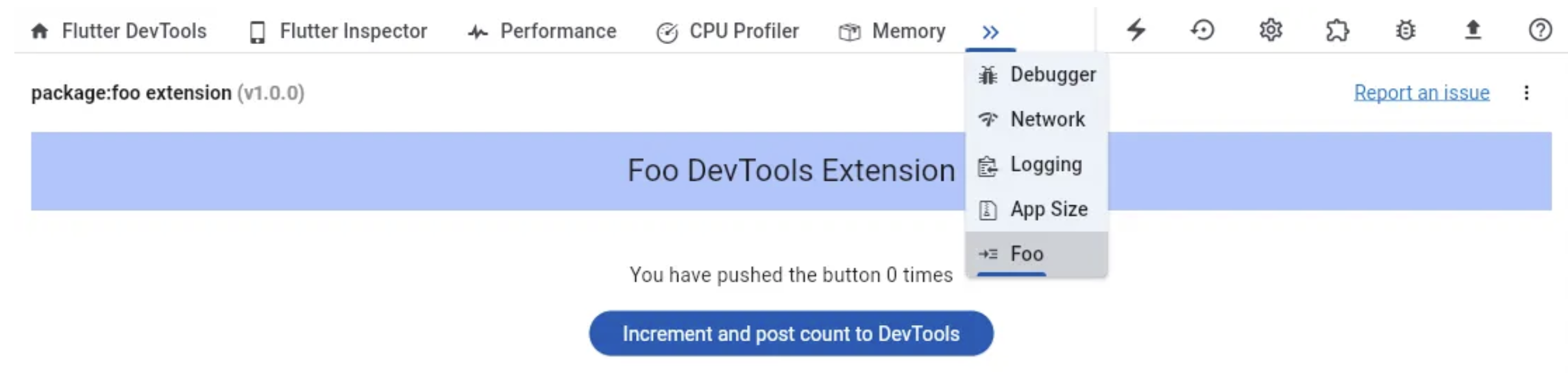 package:foo 的 DevTools 擴充套件範例