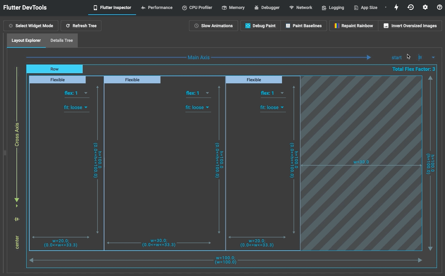 Layout Explorer 變更主軸對齊方式