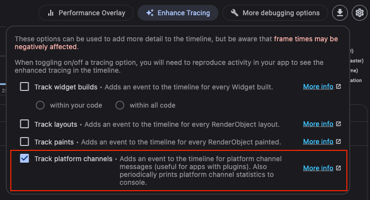 Track platform channels setting Track platform channels setting