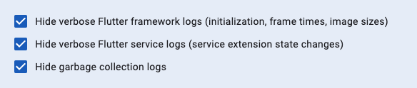 Toggle filters for logging screen Logging view filters