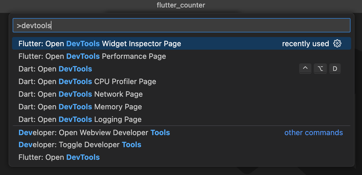 顯示 Open DevTools 指令的螢幕截圖