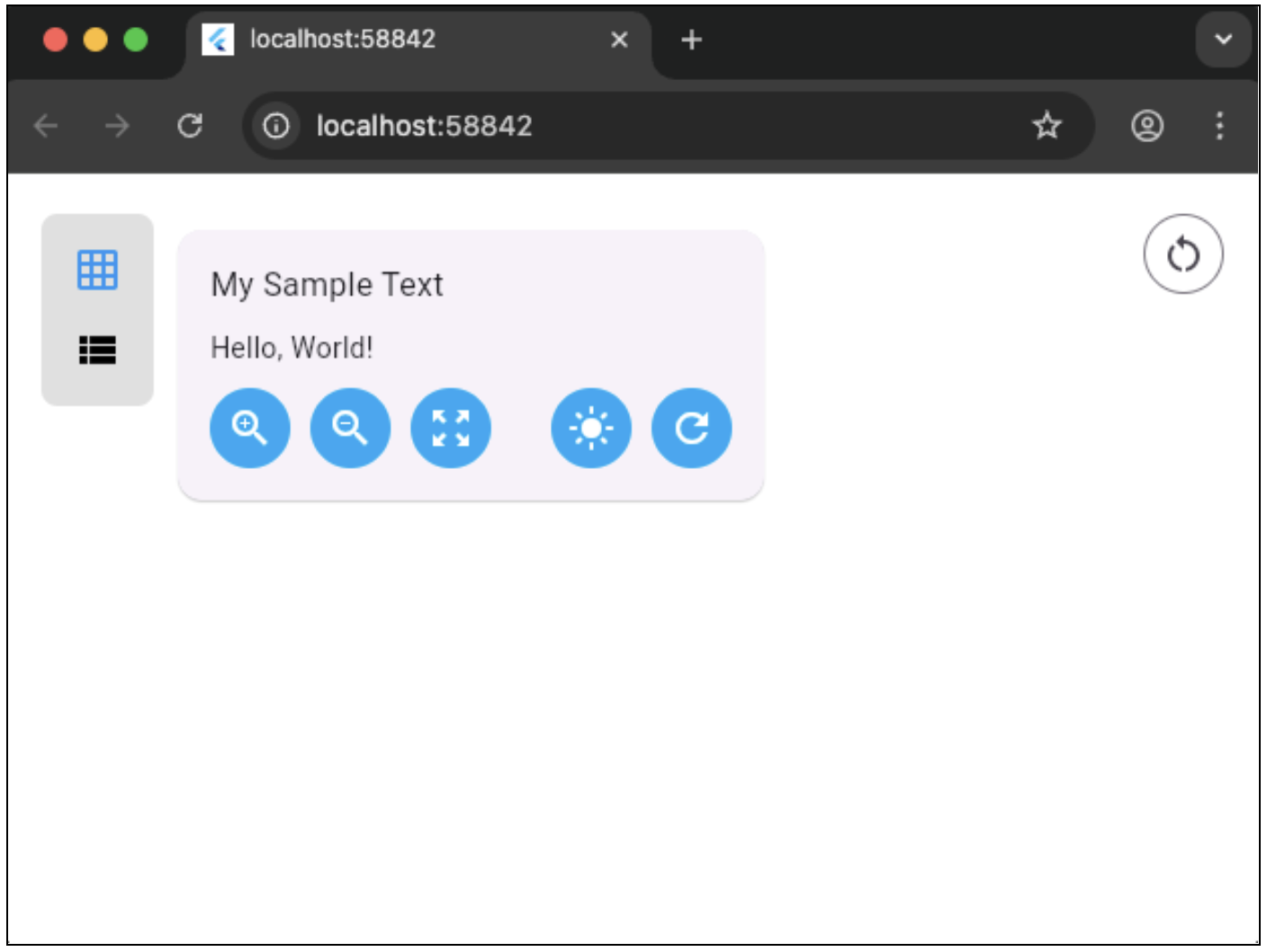 Example widget Sample widget in Flutter Widget Previewer