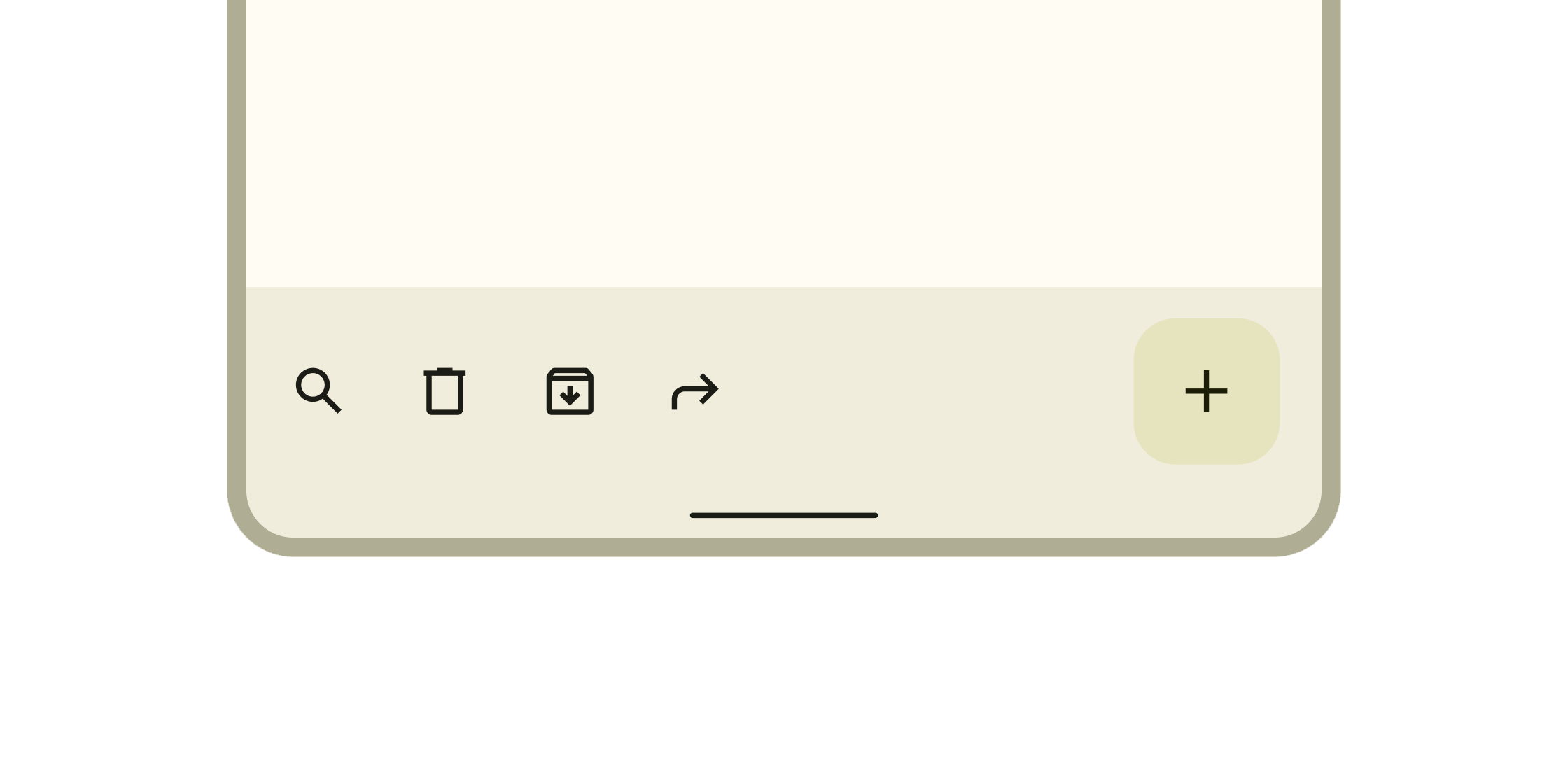 Rendered image or visualization of the Bottom app bar widget.